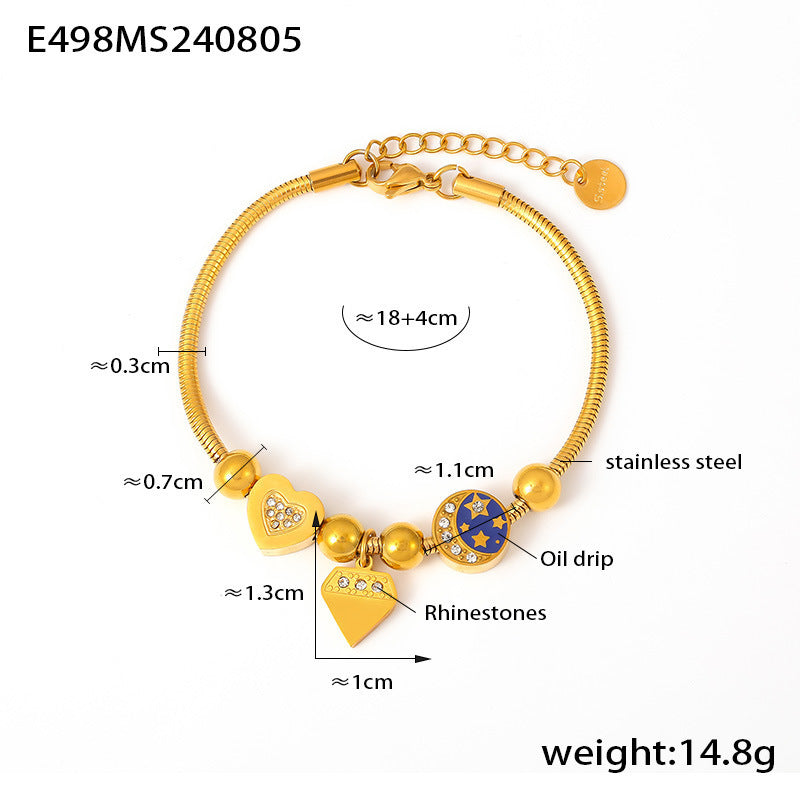 Cold Wind Love Round Brand Diamond Drop Oil Bracelet