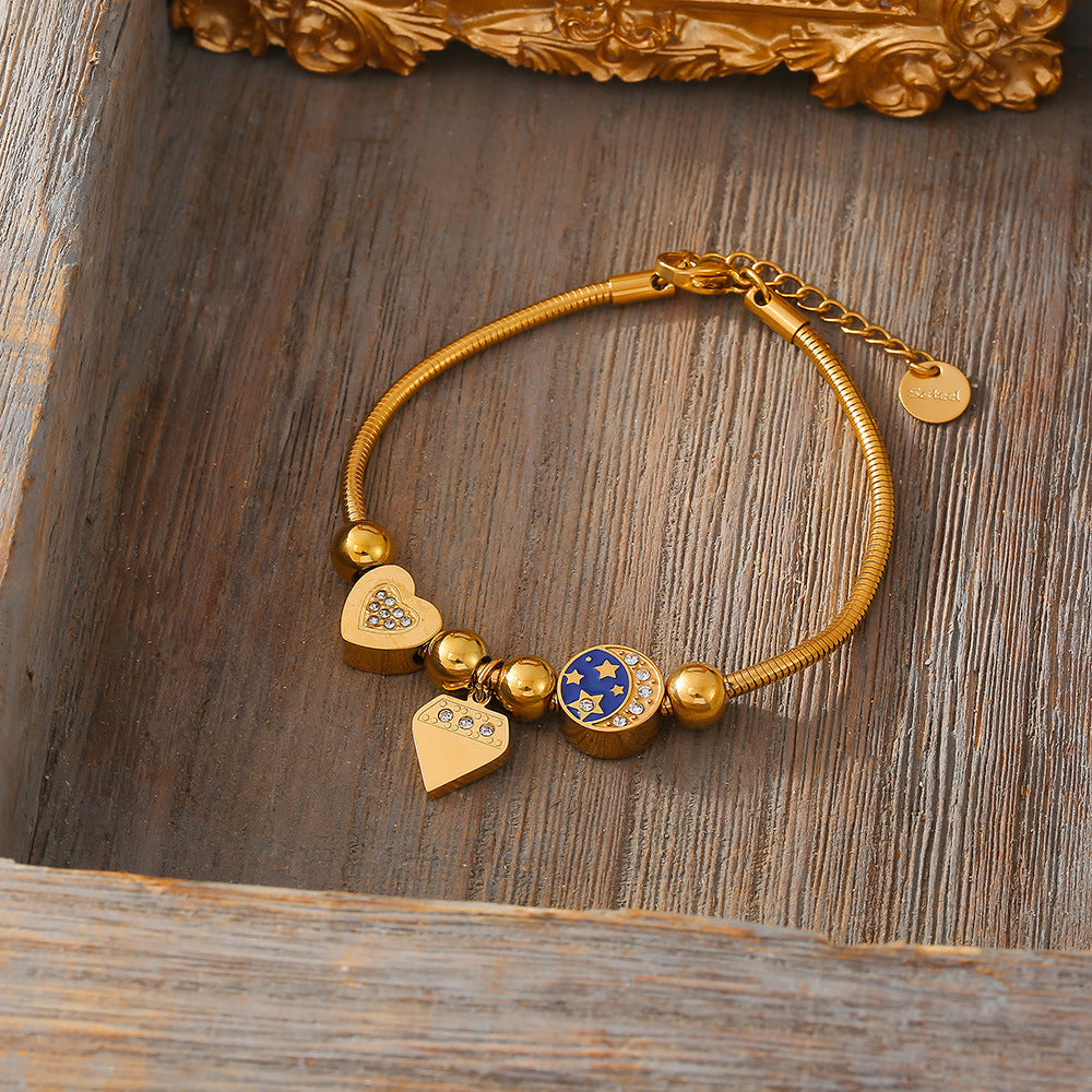 Cold Wind Love Round Brand Diamond Drop Oil Bracelet