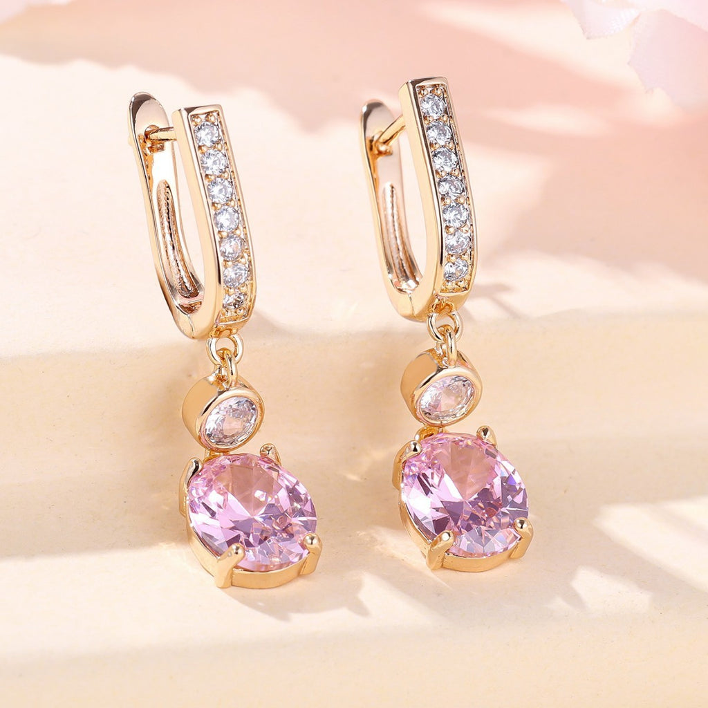 Micro Inlaid White Diamond Zircon Earrings Super Bright Simple Fashion Women